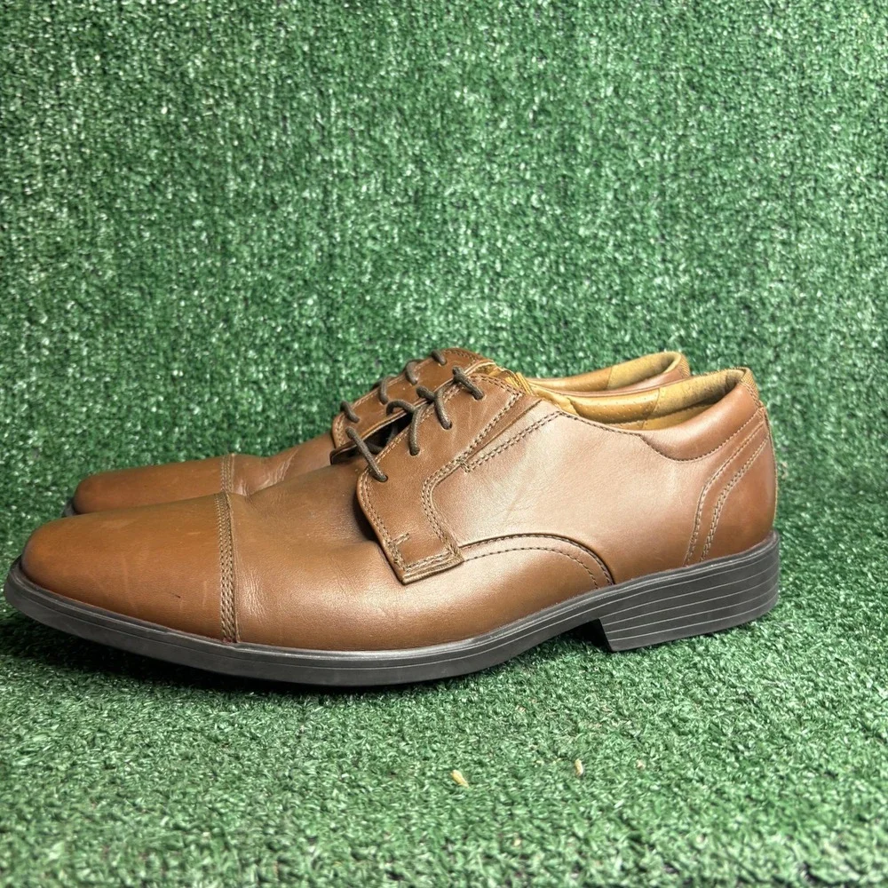 Clarks Clarkslite Cap Leather Lace Up Business Classic Oxford Brown Mens Sz 12 M
